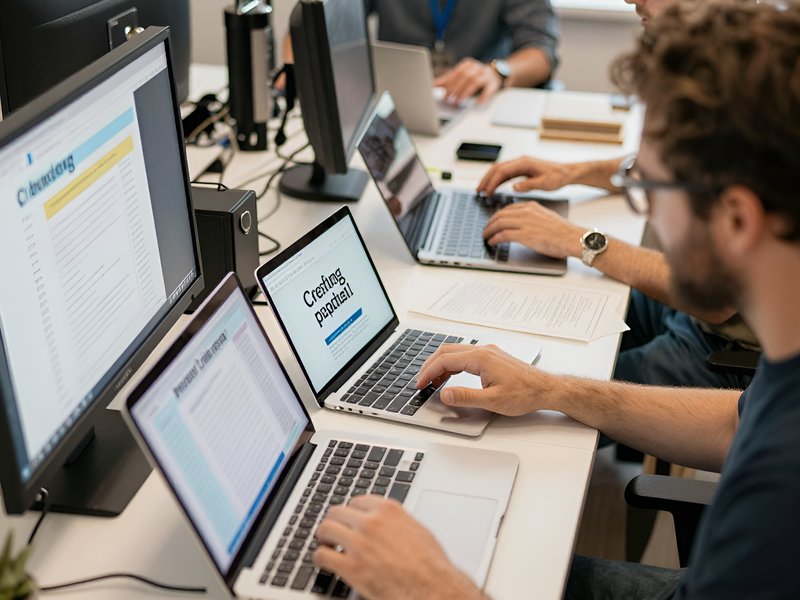 Команда разработчиков The-Dma обсуждает проект приложения для учета личных финансов в офисе